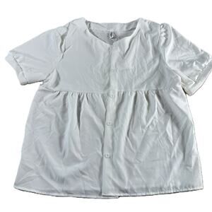 Fashion Classic Juniors Large White Babydoll Button Front Blouse